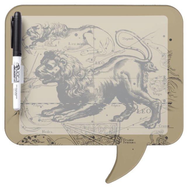 Leo Constellation Map Hevelius 1690 on Taupe Dry-Erase Board (Front)