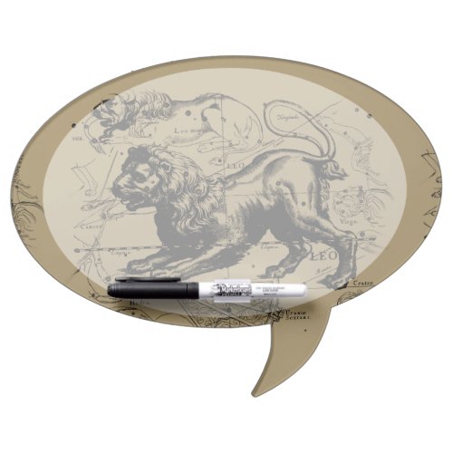 Leo Constellation Map Hevelius 1690 on Taupe Dry_Erase Board