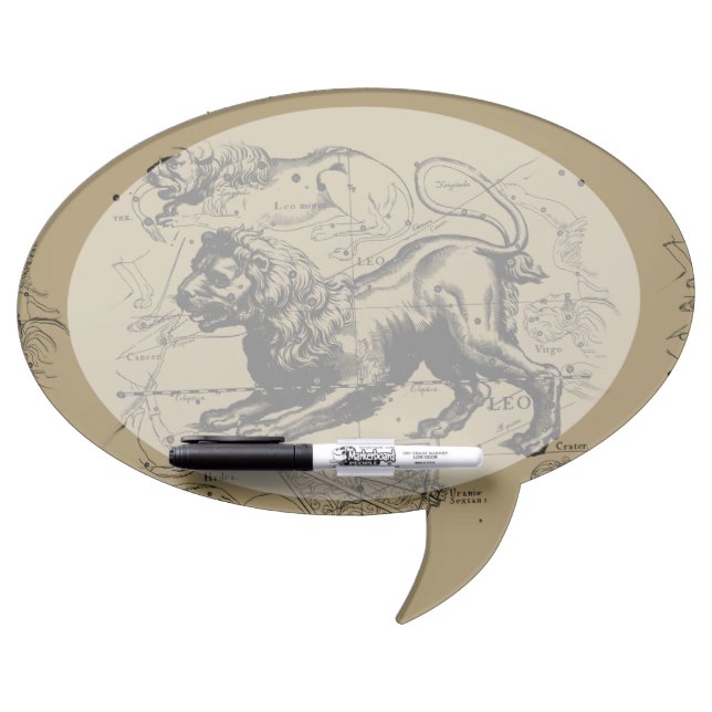 Leo Constellation Map Hevelius 1690 on Taupe Dry-Erase Board (Front)