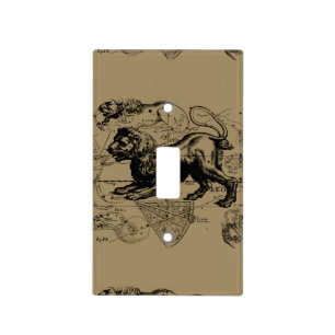 Leo Constellation Map Hevelius 1690 on Taupe Light Switch Cover