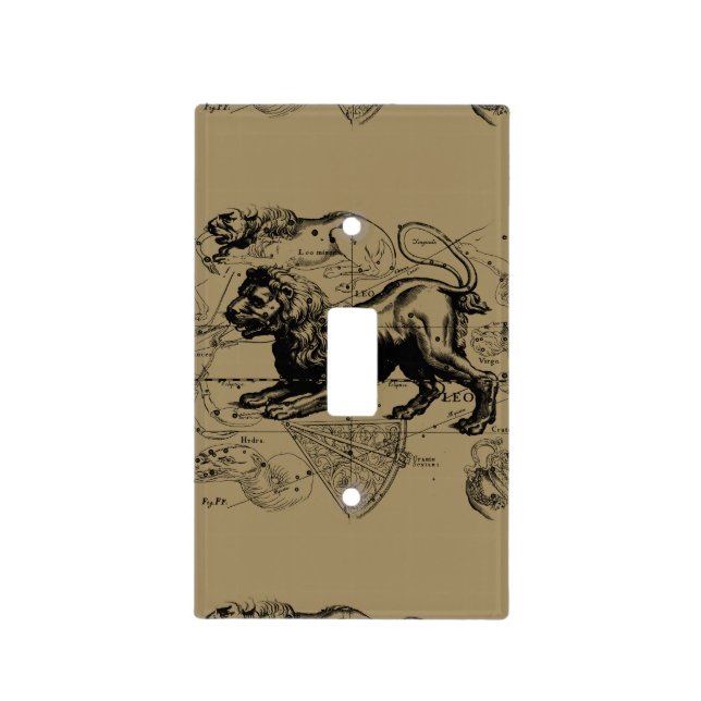 Leo Constellation Map Hevelius 1690 on Taupe Light Switch Cover (Front)