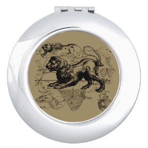 Leo Constellation Map Hevelius 1690 on Taupe Vanity Mirror