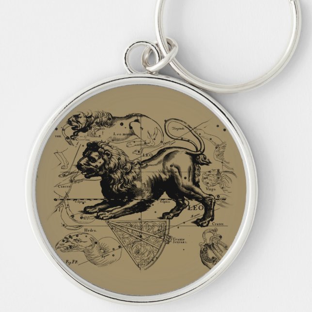 Leo Constellation Map Hevelius circa 1690 Keychain (Front)