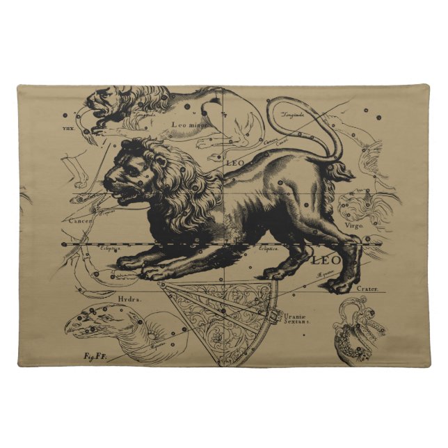 Leo Constellation Map Hevelius circa 1690 Placemat (Front)