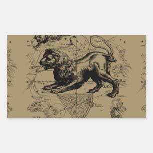 Leo Constellation Map Hevelius circa 1690 Rectangular Sticker