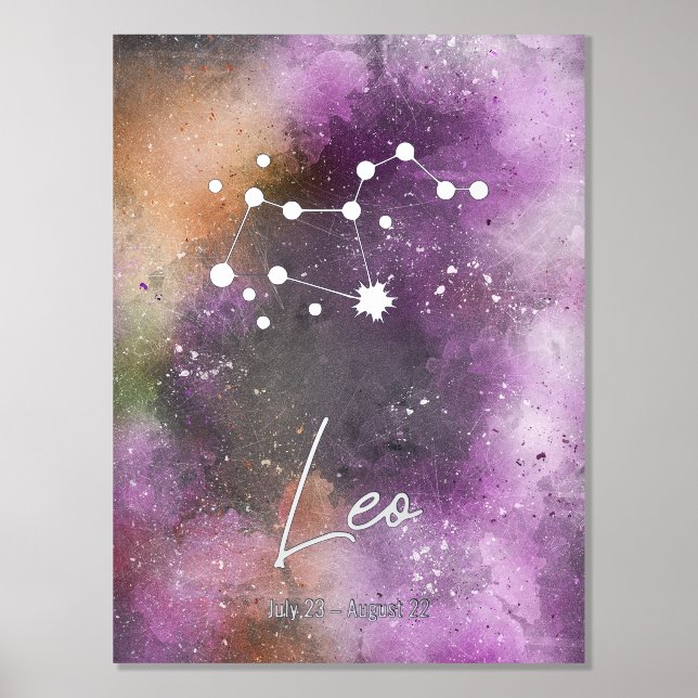 Leo Constellation Zodiac Sign Purple Galaxy (Front)