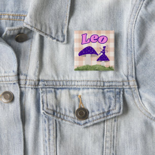 Leo Cottagecore Aesthetic Fairy Mushroom Art Button