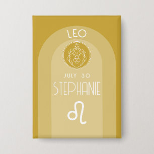 Leo Custom Birthday Zodiac - Modern Design Button