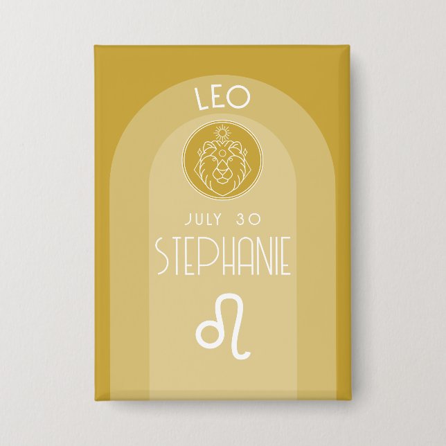Leo Custom Birthday Zodiac - Modern Design Button (Front)