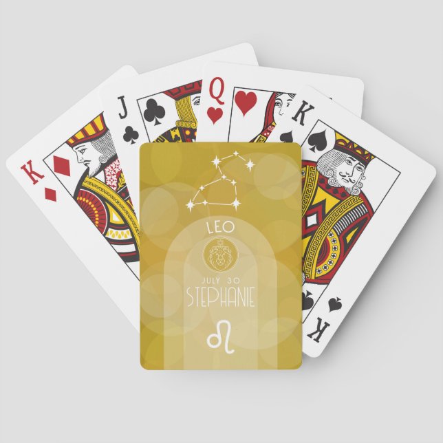 Leo Custom Birthday Zodiac - Modern Design Poker Cards (Back)