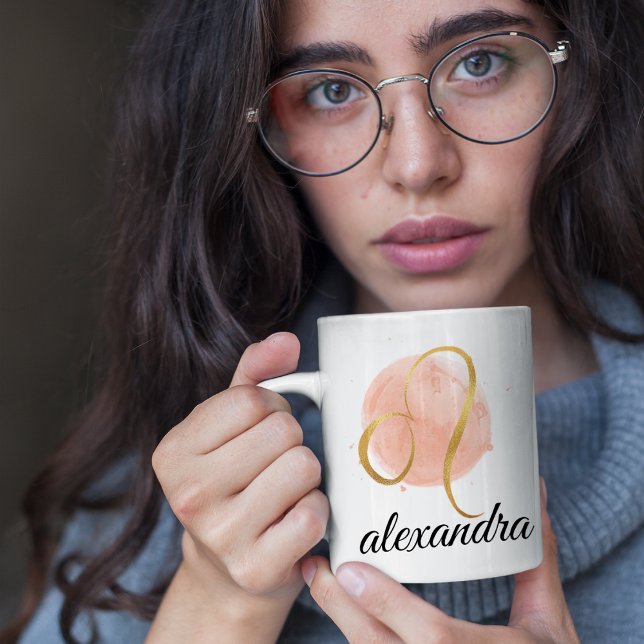 Leo Customizable Watercolor Zodiac Design Coffee  Coffee Mug (Creator Uploaded)