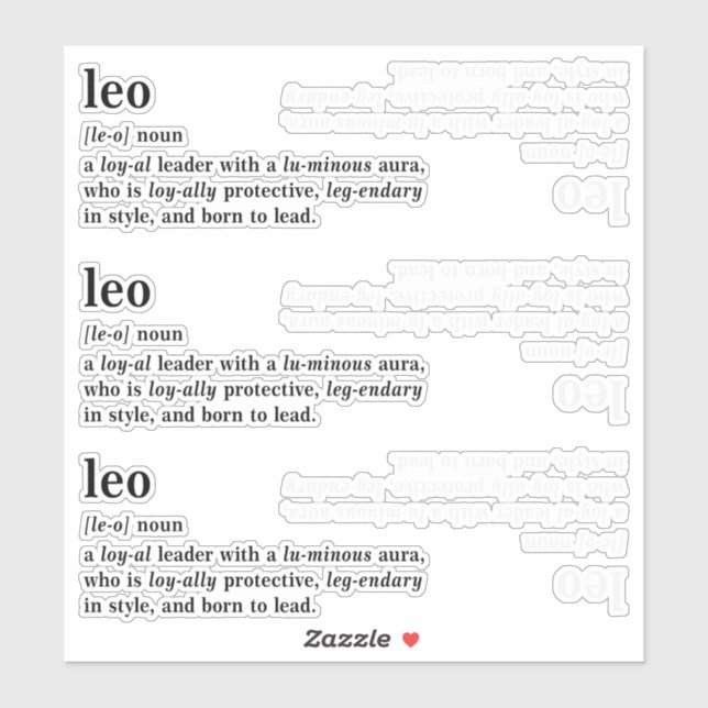 Leo Definition Aesthetic Astrology Gift Sticker (Sheet)