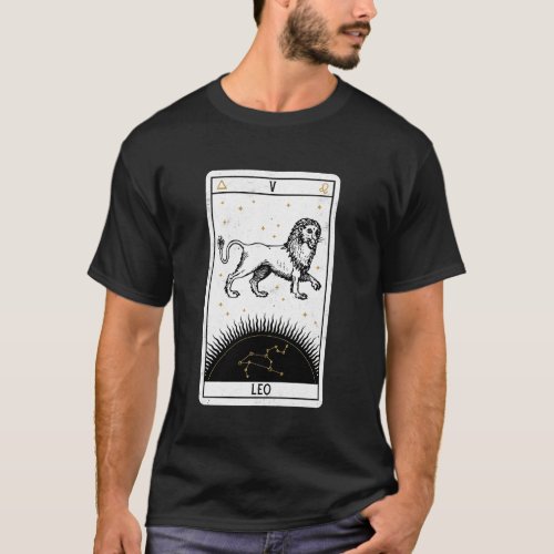 Leo Distressed Goth Tarot Zodiac Sign T_Shirt