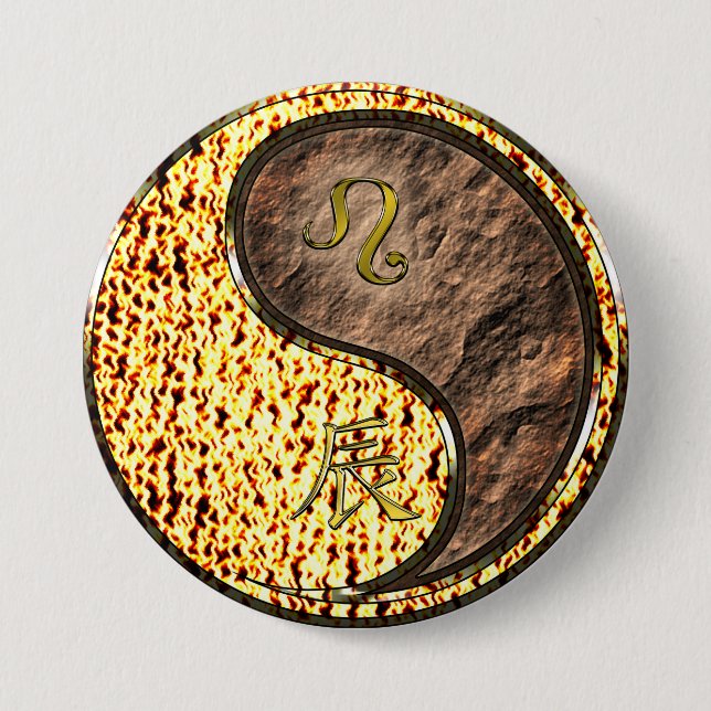 Leo & Earth Dragon Button (Front)