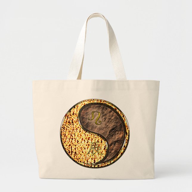 Leo & Earth Dragon Large Tote Bag (Front)