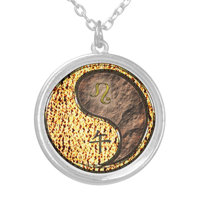 Leo & Earth Horse Silver Plated Necklace (Front)