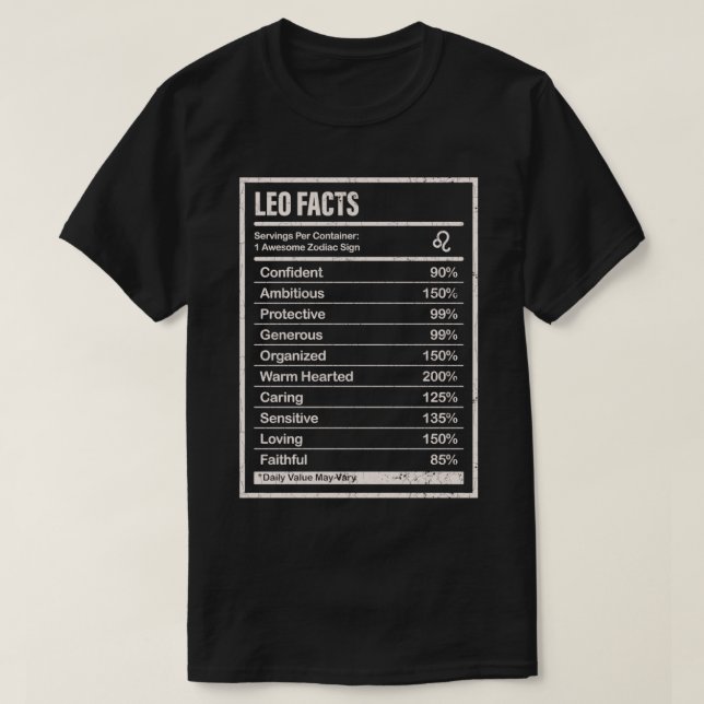 Leo Facts Apparel For Men And Women Funny Zodiac G T-Shirt (Design Front)