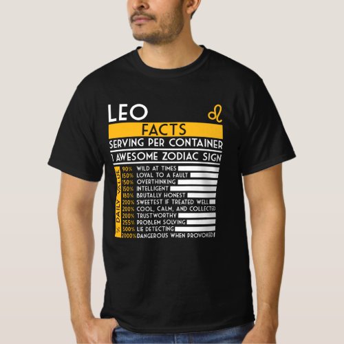 Leo Facts Zodiac Horoscope Funny Astrology Star Si T_Shirt