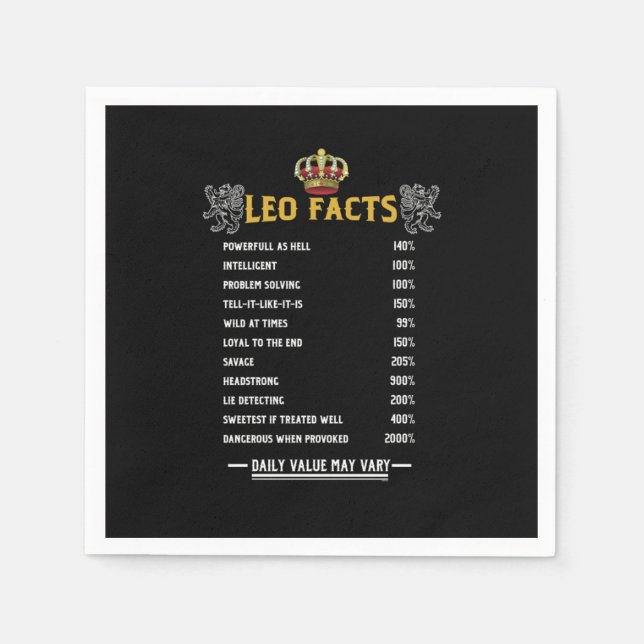 Leo Facts Zodiac Sign Horoscope Astrology Gifts Napkins (Front)
