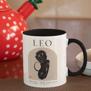 Leo Feminine Zodiac Design Brown Black 15 OZ Mug