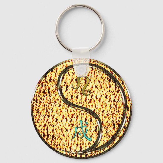 Leo & Fire Dog Keychain (Front)
