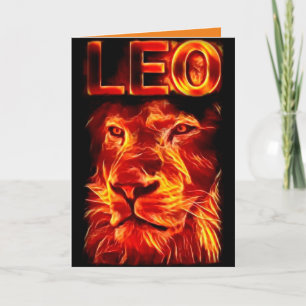 Leo Fire Sign Lion Personalized Birthday Card