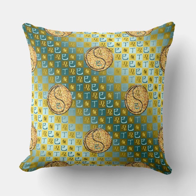 Leo & Fire Snake Throw Pillow (Front)