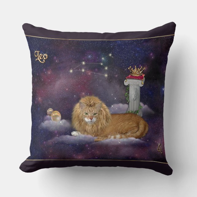 Leo for Cat Lovers Throw Pillow (Front)