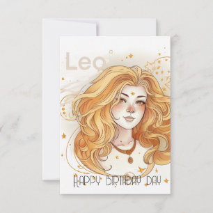 Leo girl birthday card