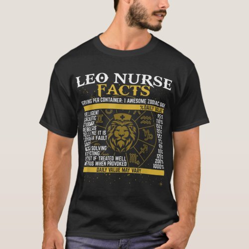 Leo Girl Facts Zodiac Signs A Nutritional Facts Fo T_Shirt