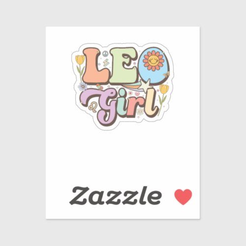 Leo Girl Retro Sun Zodiac Astrology Birthday Sticker