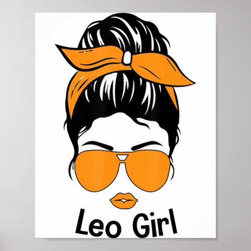 Leo Girl Woman Face Leopard Bandana Wink Eye  Poster