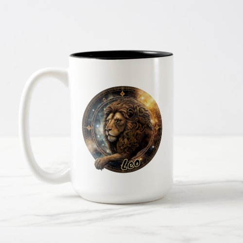 Leo Gold and Black Watercolor Zodiac Two_Tone Coffee Mug
