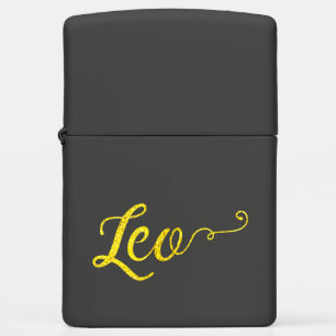 Leo Gold Lettering Zippo Lighter