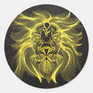 Leo Gold on Leather Classic Round Sticker
