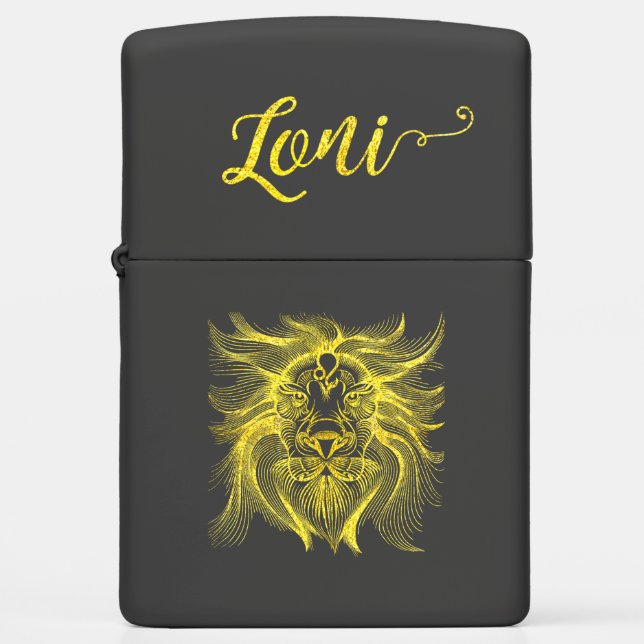 Leo Gold Zippo Lighter with Name (Front)