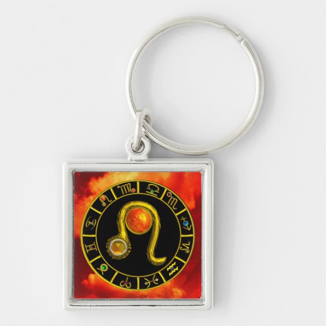 LEO GOLD ZODIAC BIRTHDAY JEWEL Astrology Chart Keychain (Front)