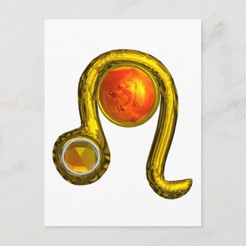 LEO GOLD ZODIAC BIRTHDAY JEWEL Astrology Postcard