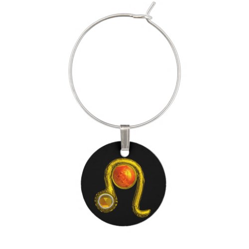 LEO GOLD ZODIAC BIRTHDAY JEWELBlack Wine Glass Charm