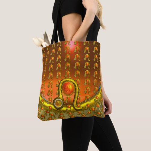 LEO GOLD ZODIAC BIRTHDAY JEWEL Orange Yellow Grey Tote Bag