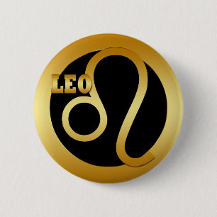 LEO GOLD ZODIAC SIGN BUTTON