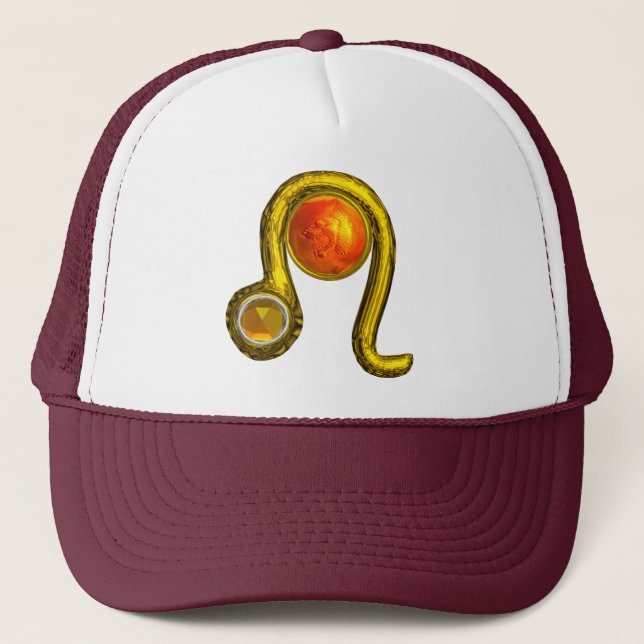 LEO , Golden ,Zodoac Birthday Jewel Trucker Hat (Front)