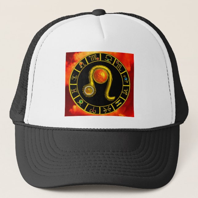 LEO , Golden ,Zodoac Birthday Jewel Trucker Hat (Front)