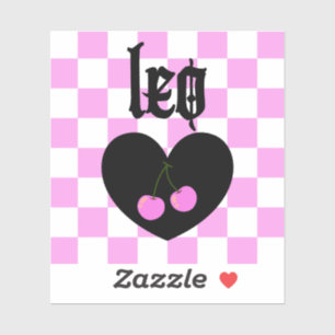 Leo Gothic Aesthetic Checkered Cherry Art Sticker