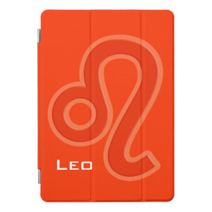 Leo graphic fire sign zodiac bright orange red iPad pro cover