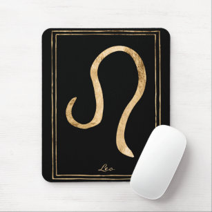 Leo hammered gold stylized astrology zodiac mouse pad