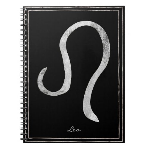 Leo hammered silver stylized astrology symbol notebook