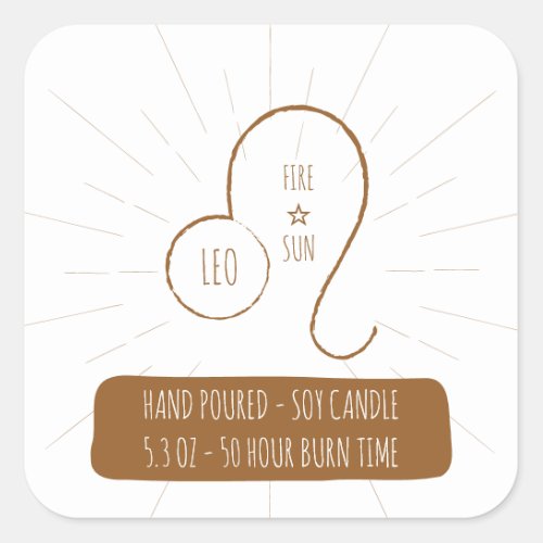 Leo hand Poured Soy Candle Label