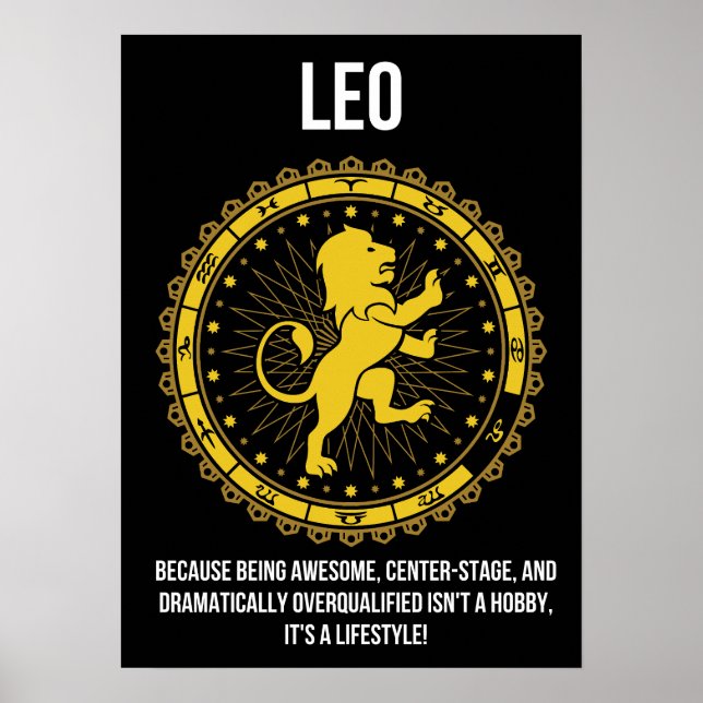 Leo - Horoscope, Funny Zodiac Sign Humor (Front)