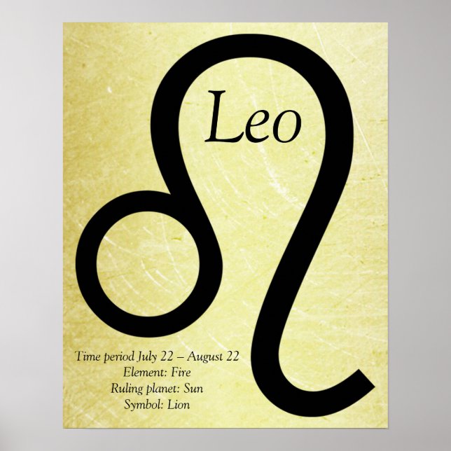 Leo Horoscope Symbol Gold and Black Poster (Front)